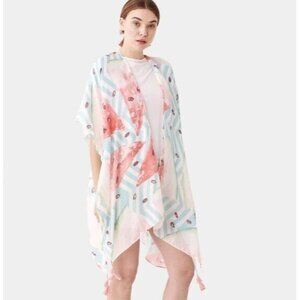 Watermelon print tassel cardigan poncho Scarf‎ Print Cover-Up Tassels
